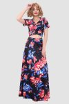 V-neckPrintedWaist-revealingTwo-pieceDress1