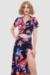 V-neckPrintedWaist-revealingTwo-pieceDress1