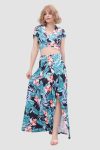 V-neckPrintedWaist-revealingTwo-pieceDress1