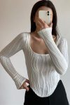 White-Wave-Embossed-Bodycon-Tops-2