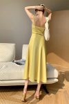 Yellow-Satin-Ruched-Cami-Dress-5