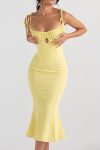 Yellow-Tie-straps-Pack-Hip-Fishtail-Dress-4